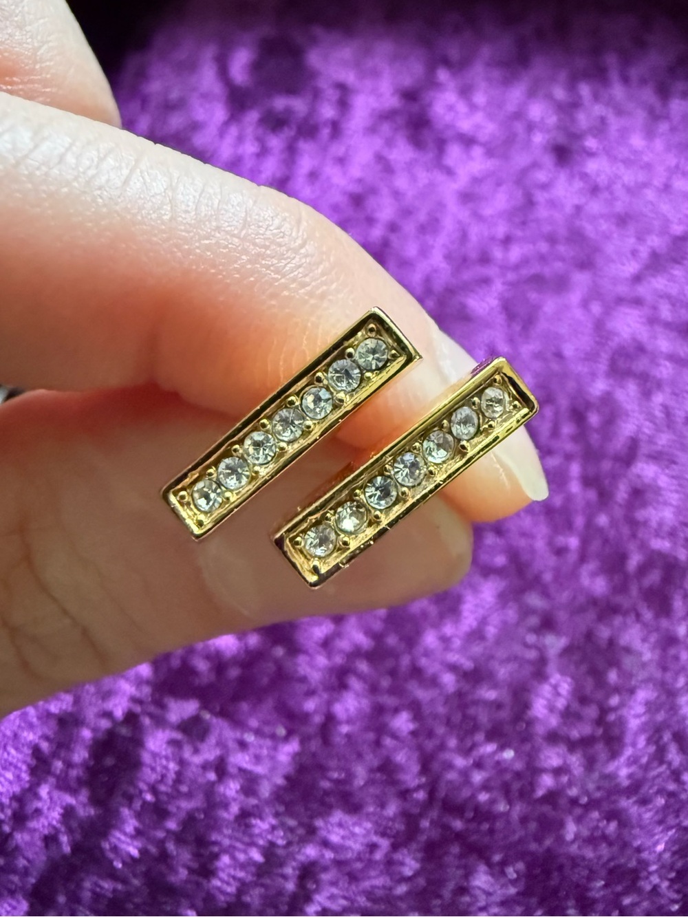 Gold Bar Crystal Stud Earrings